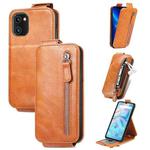For UMIDIGI A13S Zipper Wallet Vertical Flip Leather Phone Case(Brown)