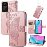 For Infinix Note 11 Butterfly Love Flower Embossed Leather Phone Case(Rose Gold)