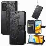 For Xiaomi Poco M5 Butterfly Love Flower Embossed Leather Phone Case(Black)