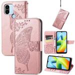 For Xiaomi Redmi A1+ Butterfly Love Flower Embossed Leather Phone Case(Rose Gold)