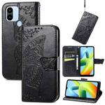 For Xiaomi Redmi A1+ Butterfly Love Flower Embossed Leather Phone Case(Black)