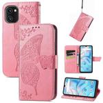 For UMIDIGI A13S Butterfly Love Flower Embossed Leather Phone Case(Pink)