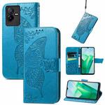 For vivo T2X 5G Butterfly Love Flower Embossed Leather Phone Case(Blue)