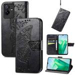 For vivo T2X 5G Butterfly Love Flower Embossed Leather Phone Case(Black)