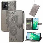 For vivo T2X 5G Butterfly Love Flower Embossed Leather Phone Case(Gray)