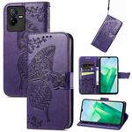 For vivo T2X 5G Butterfly Love Flower Embossed Leather Phone Case(Purple)