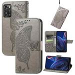 For ZTE Blade A72 4G Butterfly Love Flower Embossed Leather Phone Case(Gray)
