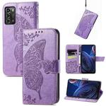 For ZTE Blade A72 4G Butterfly Love Flower Embossed Leather Phone Case(Lavender)