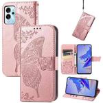 For ZTE Blade V40 Pro Butterfly Love Flower Embossed Leather Phone Case(Rose Gold)