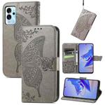 For ZTE Blade V40 Pro Butterfly Love Flower Embossed Leather Phone Case(Gray)