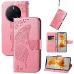 For Huawei Mate 50 Pro Butterfly Love Flower Embossed Leather Phone Case(Pink)