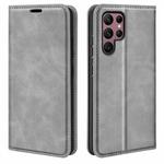 For Samsung Galaxy S23 Ultra 5G Retro-skin Magnetic Suction Leather Phone Case(Grey)