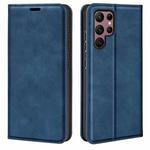 For Samsung Galaxy S23 Ultra 5G Retro-skin Magnetic Suction Leather Phone Case(Dark Blue)