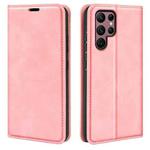 For Samsung Galaxy S23 Ultra 5G Retro-skin Magnetic Suction Leather Phone Case(Pink)