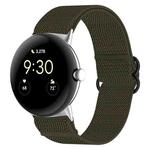 For Google Pixel Watch Nylon Stretch Black Buckle Watch Band(Green)