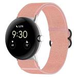 For Google Pixel Watch Nylon Stretch Black Buckle Watch Band(Pink)