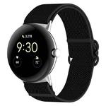 For Google Pixel Watch Nylon Stretch Black Buckle Watch Band(Black)