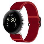 For Google Pixel Watch Nylon Stretch Black Buckle Watch Band(Red)