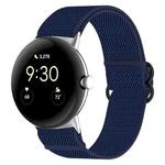 For Google Pixel Watch Nylon Stretch Black Buckle Watch Band(Blue)