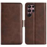 For Samsung Galaxy S23 Ultra 5G Dual-side Magnetic Buckle Leather Phone Case(Brown)