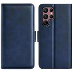 For Samsung Galaxy S23 Ultra 5G Dual-side Magnetic Buckle Leather Phone Case(Dark Blue)