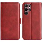 For Samsung Galaxy S23 Ultra 5G Dual-side Magnetic Buckle Leather Phone Case(Red)