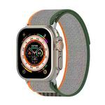 Double Color Nylon Hook and Loop Fastener Watch Band For Apple Watch Ultra 49mm(Orange+Army green)