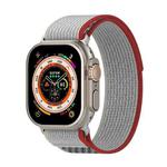 Double Color Nylon Hook and Loop Fastener Watch Band For Apple Watch Ultra 49mm(Red+White)