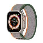 Double Color Nylon Hook and Loop Fastener Watch Band For Apple Watch Series 8&7 45mm / SE 2&6&SE&5&4 44mm / 3&2&1 42mm(Orange+Army green)