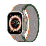 Double Color Nylon Hook and Loop Fastener Watch Band For Apple Watch Series 8&7 41mm / SE 2&6&SE&5&4 40mm / 3&2&1 38mm(Orange+Army green)