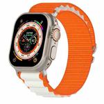 Double Color Nylon Watch Band For Apple Watch Series 8&7 45mm / SE 2&6&SE&5&4 44mm / 3&2&1 42mm(Orange+Starlight)