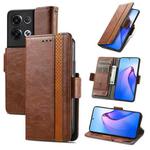 For OPPO Reno8 Pro CaseNeo Splicing Dual Magnetic Buckle Leather Phone Case(Brown)