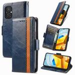 For Xiaomi Poco M5 CaseNeo Splicing Dual Magnetic Buckle Leather Phone Case(Blue)