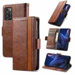 For ZTE Blade A72 4G CaseNeo Splicing Dual Magnetic Buckle Leather Phone Case(Brown)