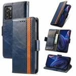 For ZTE Blade A72 4G CaseNeo Splicing Dual Magnetic Buckle Leather Phone Case(Blue)