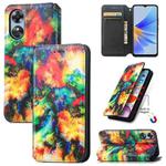 For OPPO A17 CaseNeo Colorful Magnetic Leather Phone Case(Colorful Cloud)