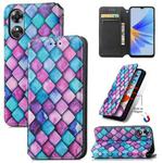 For OPPO A17 CaseNeo Colorful Magnetic Leather Phone Case(Purple Scales)