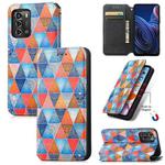 For ZTE Blade A72 CaseNeo Colorful Magnetic Leather Phone Case(Rhombus Mandala)