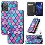 For ZTE Blade A72 CaseNeo Colorful Magnetic Leather Phone Case(Purple Scales)