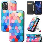 For ZTE Blade A72 CaseNeo Colorful Magnetic Leather Phone Case(Colorful Cube)