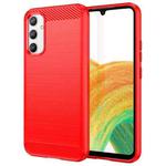 For Samsung Galaxy A34 5G Brushed Texture Carbon Fiber TPU Phone Case(Red)