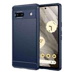 For Google  Pixel 7a Brushed Texture Carbon Fiber TPU Phone Case(Blue)