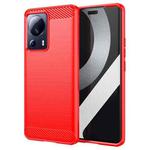 For Xiaomi 12 Lite NE Brushed Texture Carbon Fiber TPU Phone Case(Red)