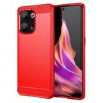 For OPPO Reno9 Pro 5G Brushed Texture Carbon Fiber TPU Phone Case(Red)