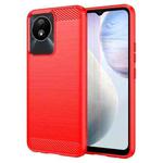 For vivo Y02 4G Brushed Texture Carbon Fiber TPU Phone Case(Red)