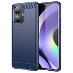 For Realme 10 Pro+ Brushed Texture Carbon Fiber TPU Phone Case(Blue)