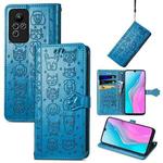 For Infinix Note 11 Cute Cat and Dog Embossed Leather Phone Case(Blue)