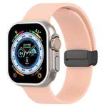 Magnetic Black Buckle Smooth Silicone Watch Band For Apple Watch Ultra 49mm(Pink)