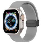 Magnetic Black Buckle Smooth Silicone Watch Band For Apple Watch Ultra 49mm(Grey)