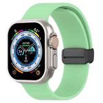Magnetic Black Buckle Smooth Silicone Watch Band For Apple Watch Ultra 49mm(Light Green)